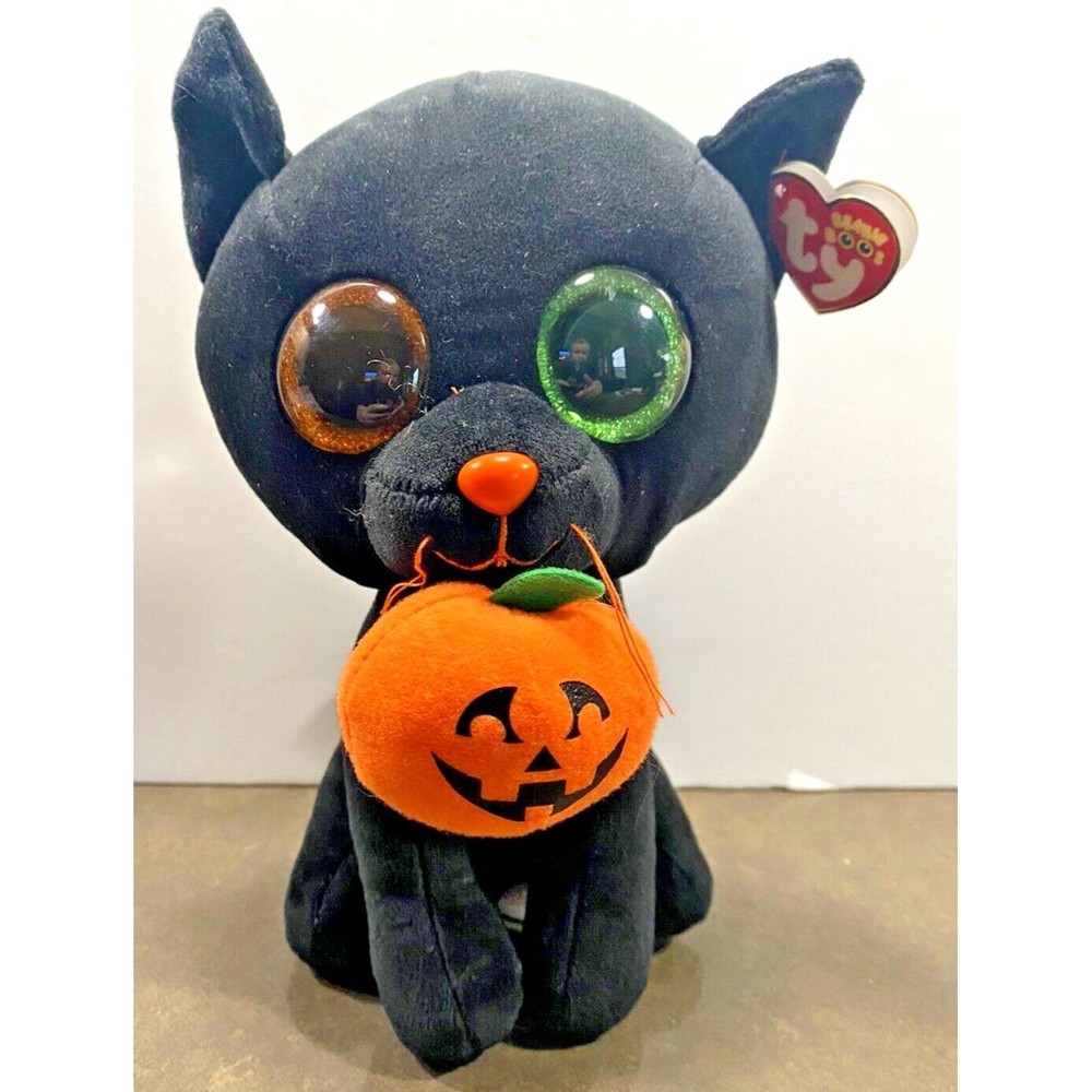 TY Beanie Boos plush large 9” Shadow the Halloween black cat with pumpkin stuffy